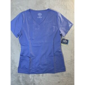 Cherokee Authentic New Women Scrub Top V-Neck Ciel Blue Small 3 Pockets